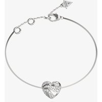 Guess In My Heart Silver Tone Crystal Wave Heart Bracelet UBB04502RHL