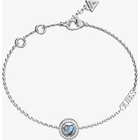 Guess Mama Non Mama Silver Tone Blue Crystal Heart Halo Bracelet UBB04668RHLSL
