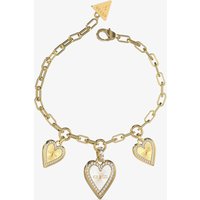 Guess Love Me Tender Three Heart Crystal Charm Bracelet UBB03235YGRHS