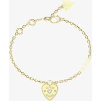 Guess Amore Gold Tone Crystal Heart Charm Bracelet UBB05057YGL