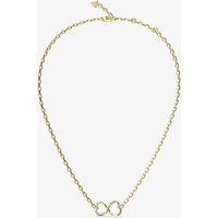 Guess Mon Amour Gold Tone Crystal Two Heart Link Necklace UBN04616YG