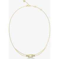 Guess Stylish Gold Tone Crystal Double Link Chain Necklace UBN04580YG