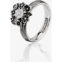 Spinning Silver Garden Mother of Pearl Cubic Zirconia Flowers Ring 80914