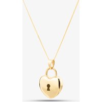 9ct Yellow Gold Key Heart Padlock Pendant Necklace 1.61.0057