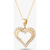 9ct Yellow Gold Cubic Zirconia Open Heart Necklace P1606Y