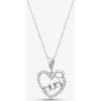 9ct White Gold Cubic Zirconia Open Heart Mum Necklace P1620W 5.13.0024