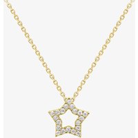 9ct Yellow Gold Cubic Zirconia Open Star Pendant Necklace 110625114399