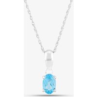 9ct White Gold Oval Cut Blue Topaz Necklace OJS0006P-SBT 9KW
