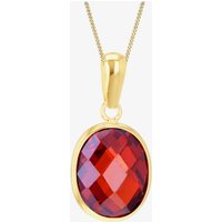 9ct Yellow Gold Red Oval Crystal Necklace 1.68.7124