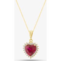 9ct Yellow Gold Red Cubic Zirconia Heart Halo Pendant Necklace NBD026YRU TRACEY9-18