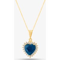 9ct Yellow Gold Blue Cubic Zirconia Heart Halo Pendant Necklace NBD026YSA TRACEY9-18