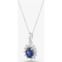 9ct White Gold Oval Cut Sapphire and Cubic Zirconia Halo Necklace D152307WB