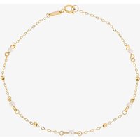 9ct Yellow Gold Freshwater Pearl Trace Chain Bracelet GB518W