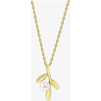 9ct Yellow Gold Freshwater Pearl Triple Leaf Necklace GN417W