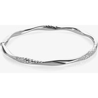 9ct White Gold Diamond Cut Twist Bangle BN374