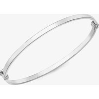 9ct White Gold Plain Oval Hinged Bangle 5.31.2111