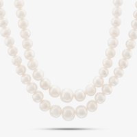 9ct Yellow Gold Two Strand Graduated Freshwater Pearl Necklace POZ827SD/FW