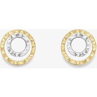 9ct Gold Two Colour Diamond Cut Circle Stud Earrings 120125127470