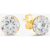 9ct Yellow Gold 6mm Round Crystal Stud Earrings 1.58.7009