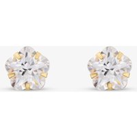 9ct Yellow Gold Crystal Flower Stud Earrings 1.58.8089