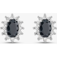 9ct White Gold Oval Cut Black Sapphire Cubic Zirconia Halo Stud Earrings 1.58.9649