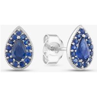 9ct White Gold Sapphire Teardrop Stud Earrings GE2378L