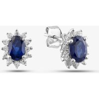 Product photograph of 9ct White Gold Oval Cut Sapphire Amp Cubic Zirconia Halo Stud Earrings D152308wb from The Jewel Hut