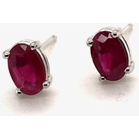 Gold Impression 9ct White Gold 0.95ct Oval Cut Ruby Stud Earrings WWW405
