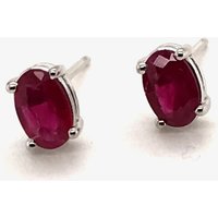 Gold Impression 9ct White Gold 1.14ct Oval Cut Ruby Stud Earrings WWW782