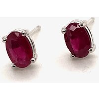 Gold Impression 9ct White Gold 1.13ct Oval Cut Ruby Stud Earrings WWW777