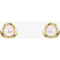 9ct Yellow Gold Freshwater Pearl Petal Setting Stud Earrings GE2499W