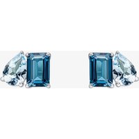 9ct White Gold Multi Cut Blue Topaz Stud Earrings GE2473