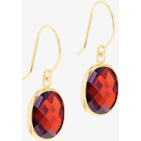 9ct Yellow Gold Oval Maroon Crystal Dropper Earrings 1.58.0049