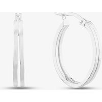 9ct White Gold Double Oval Hoop Earrings ER673