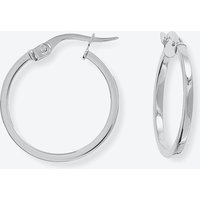 9ct White Gold 18mm Square Tube Hoop Earrings ER669