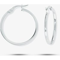 9ct White Gold 24mm Square Tube Hoop Earrings ER670