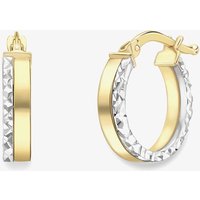 Gold Classic 9ct Two Colour Gold Diamond Cut Hoop Earrings 120525147555