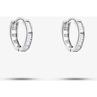9ct White Gold 11mm Crystal Huggie Hoop Earrings 5.57.9699