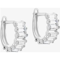 9ct White Gold 11mm Baguette Cut Cubic Zirconia Huggie Hoop Earrings 5.58.3859