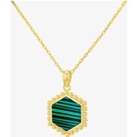 LUXE Silver Gold Plated Malachite Hexagon Necklace 8.13.7870