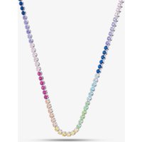 Silver Rhodium Plated Multi Coloured Tennis Necklace 8.19.0240