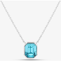 Sterling Silver Asscher-Cut Blue Crystal Necklace N4475T
