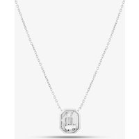 Sterling Silver Asscher-Cut Clear Crystal Necklace N4476C