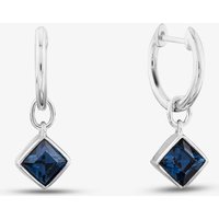 Sterling Silver Blue Crystal Drop Hoop Earrings E6085L