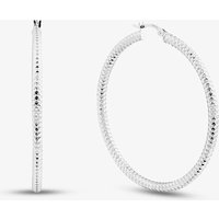 Sterling Silver Rhodium Plated 50mm Diamond Cut Hoop Creole Earrings 8.51.2409