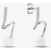 The Jewel Hut Get 42% Off Sterling Silver Pearl Twist Drop Earrings with Cubic Zirconia