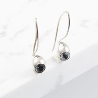 Silver Black Topaz Dropper Earrings E17