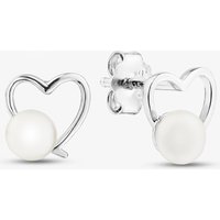 The Jewel Hut Enjoy 49% Discount on Sterling Silver Pearl Open Heart Stud Earrings