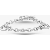 Silver and Diamond Cut Out Heart Link Chain T-Bar Bracelet PBC02762