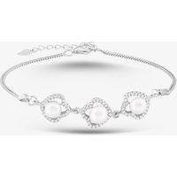 Sterling Silver Freshwater Pearl And Cubic Zirconia Bracelet BRW70246FW